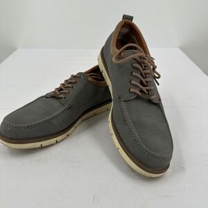 Kkyc Mens Gray Canvas‎ Lace Up Boat Shoes Size 13 Preppy Old Money